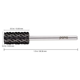 PANA Professional 3/32" Shank Size - Flat Top Large Barrel Silver Carbide Bit - Nail Drill Bit for Dremel Machine (Silver, Gold, DLC Black) (4X Coarse, DLC Black)