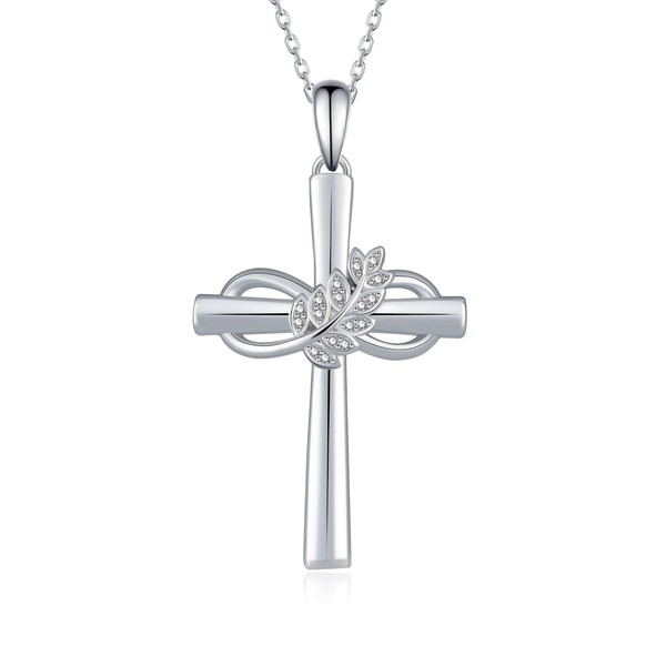 jiulegufa Cross Necklace 925 Sterling Silver Cross Pendant Necklace Cross