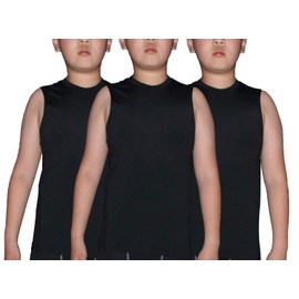 LANBAOSI Boy's 3 Pack Compression Sleeveless Shirt Soccer Training Kids Tank Top Undershirts
