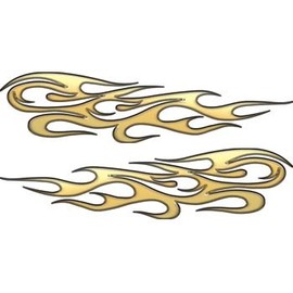Gold Tribal Flame Decals Motorcycle, Truck, Car, ATV, etc. - 12" h x 48" w - REFLECTIVE