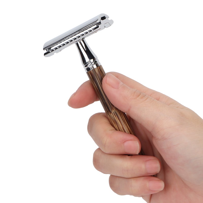 Double Edge Safety Razor Men Travel Portable Zinc Alloy Bamboo