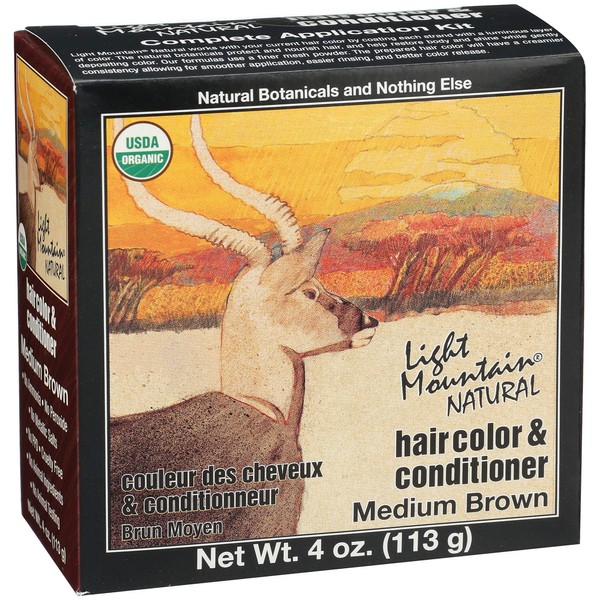 Light Mountain Natural Hair Color & Conditioner, Medium Brown, 4 oz (113 g) (Pack of 3)