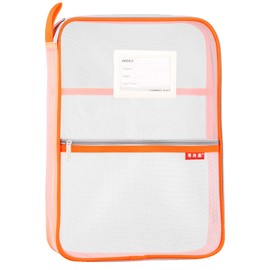 Mesh Document Bag Nylon File Zip Bag Travel A4 Student Homework Office Supplies Orange