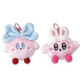 VYIBPDY Pack of 2 Cute Pendant with Plush Bow with Cartoon Rabbit, Decoration Doll for Children's Backpacks, Bag Pendant, Plush Cuddly Toy Pendant for Children and Adults, pink