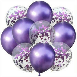 12" Thick Metallic Pearl Confetti Latex Balloons Shiny Colors For Wedding Party Birthday Decorations Purple Color Pack of 10