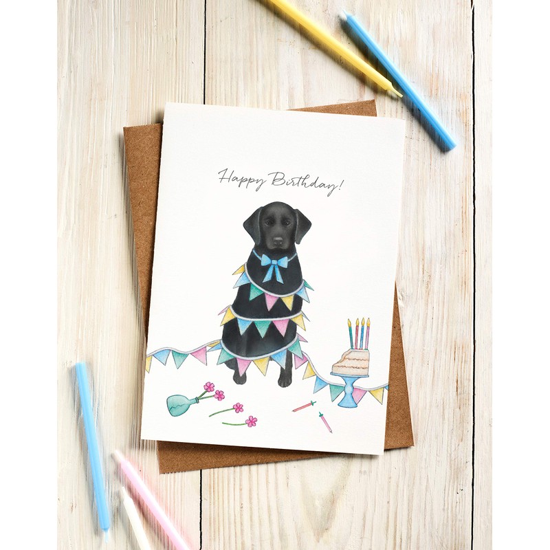 Black Labrador Birthday Card - 'Happy Birthday!' - Female Birthday