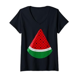 Womens Free Palestine Watermelon Palestinian Keffiyeh Palestine V-Neck T-Shirt