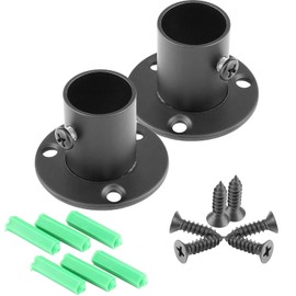Jiozermi Stainless Steel Curtain Rod Holders, 4 Packs 0.75" Durable Closet Curtain Rod Brackets for Wall, Shower Curtain Rod Holder, Flat Black Closet Rod Support