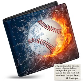 Boys Wallet for Kids, Teen Boy Baseball Wallets 9-12 8-10 8-12, Cool Novelty Leather Bifold Rfid Blocking Purse Coin Pocket Zipper Id Window for Children Men Male Youth Guys Birthday Christmas Gifts