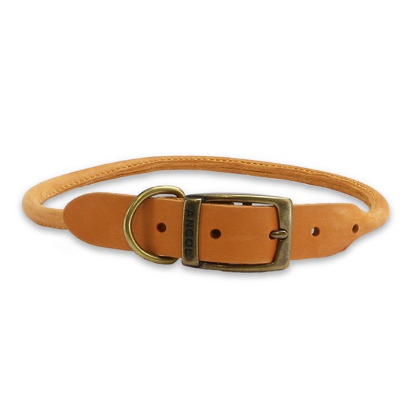 Ancol Timberwolf Mustard Round Leather Dog Collar Sturdy Soft Buckle