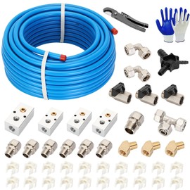 Howaoo Compressed Air Line Kit, 1/2 inch x 100 Feet, HDPE-Aluminum Compressed Air Piping System for Garage Connect Air Compressor Install Kit, Leak-Proof & Easy to Install Air Compressor Accessories