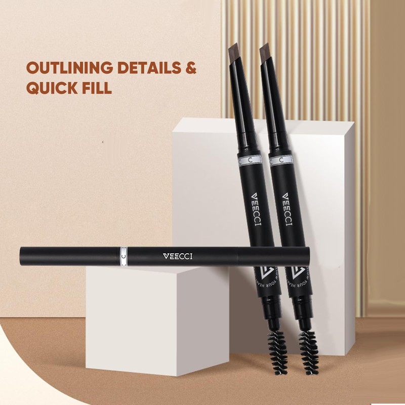 VEECCI Diamond Eyebrow Pencil - Quick Fill, Smudge-Proof, Nourishing Formula
