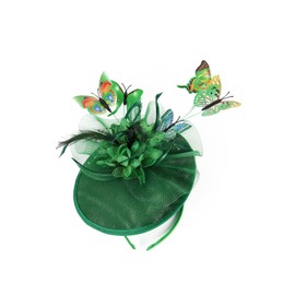 Gionforsy Butterfly Fascinator Hat Feather Derby Tea Party Hat Monarch Butterfly Headband Fascinators for Wedding (Green)