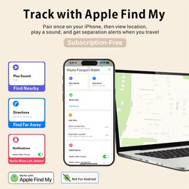 Reyke Passport Holder for Travel with Built-in Tracker, Works with Apple Find My (iOS Only), No Charging Required, Up to 5 Years Battery Life, RFID Blocking Passport Cover Wallet for Men &Women