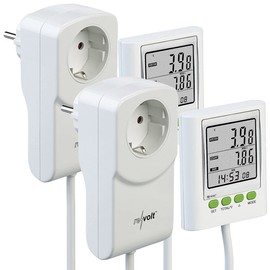 revolt Power Consumption Meter: Set of 2 Energy Cost Meter & Power Consumption Counter, 2 Tariffs (Power Meter, kWh Meter, Energy Cost Measurement)