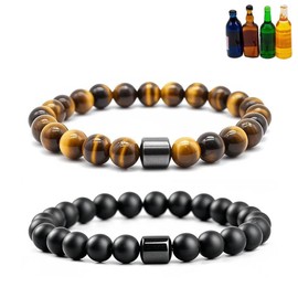 NIQIPOK Glame Anti Alcohol Bracelet for Women, Adjustable GM Mgnetic Bead Sobriety Bracelets (Brown+Black)