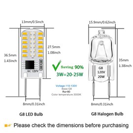 Gaormii G8 LED Bulb Dimmable 3W Natural White 4000K 120V 20W-25W T4 Bi-Pin Base Halogen Bulb Replacement for Under Cabinet, Counter Lighting (12-Pack)