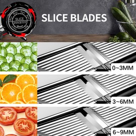 VEKAYA Mandoline Slicer, Mandoline Slicer for Kitchen, Adjustable Mandolin, Stainless Steel Mandoline, Vegetable Slicer, Potato, Onion, Cucumber, Tomato, Veggie Slicer with Cut-Resistant Gloves