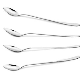 Long Handle Teaspoon Ice Tea Spoons Long Stainless Steel Coffee Stirring Spoon Small Long Spoons Cocktail Stirring Spoon Ice Cream Spoons for Coffee, Ice Cream, Dessert (4 Pcs, 7.6 Inches)