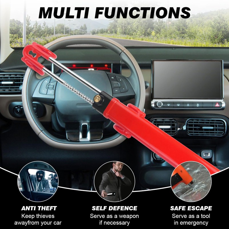 Car Steering Wheel Lock Anti-Theft Device,Red Car Steering Wheel Lock