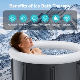 HOROW Ice Bath Tub for Athletes, Multiple Layered Portable Ice Bath Plunge for Cold Water Therapy and Recovery, Inflatable Ice Pod Barrel with Cover, Foldable Ice Plunge Tub for Home, Gym, Outdoor Use