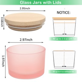 MILIVIXAY 20 Pack 4 OZ Matte Pink Glass Candle Jars with Lids and Candle Making Kits - Bulk Wide Mouth Small Empty Candle Jars for Making Candles - Spice, Powder Containers.