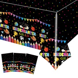 Baolaiballoon 3 PCS Kindergarten Graduation Tablecloth Plastic Disposable Preschool Grad Table Cover for Kindergarten Class of 2025 Gra