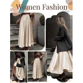 Satin Skirt Maxi Skirt Midi Skirt Silk Skirt Maxi Skirts for Women High Waisted Skirt Satin Skirts for Women Long Skirts for Women Trendy Plus Size Skirt A-Line Midi Skirts Champagne