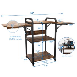 PUNCIA 3 Tier Movable Heat Press Table Foldable Heat Transfer Machine Stand Heavy Duty Rolling Workbench with Folding Table for DIY Sublimation Transfer Machine Metal Shelf Storage Organization
