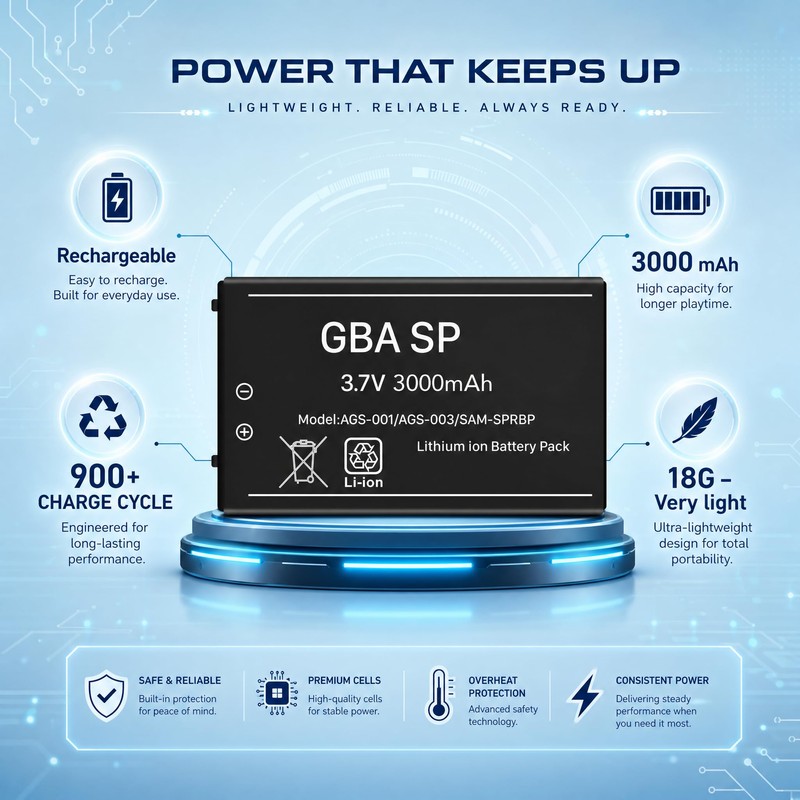 WAVYPO Upgraded 3000mah Battery for GBA SP, 2 Pack