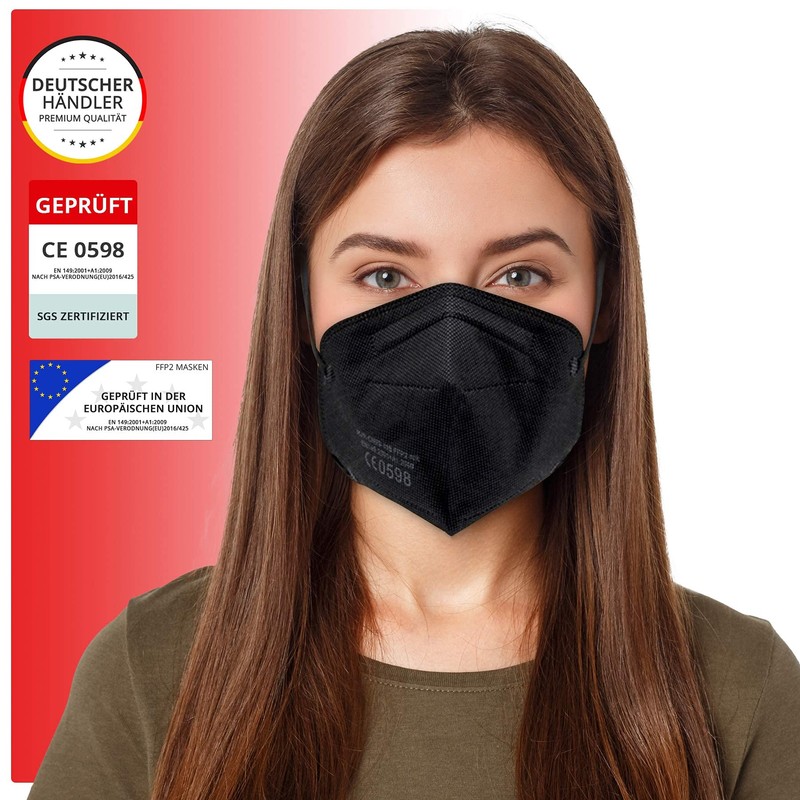 FFP2 Mask Respirator Mask without Valve Pack of 10 Black.