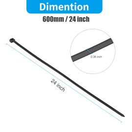 XINGO XINGO 24 inch Black Long Zip Ties Heavy Duty 100 PCS, 200LBS Ultra Strong Plastic Wire Ties, Large Cable Ties Extra Long Tie Wraps, Indoor and Outdoor UV Resistant