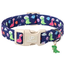 UP URARA PUP Summer Dog Collar-Dinosaur Dog Collars with Planet-Cute Blue Summer Pet Dollar-Soft, Adjustable & Stylish for Small/Medium Dogs