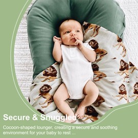 CooCooBaby Infant Lounger, Baby Nest Cover for Baby Girls & Boys, Newborn Essentials for Baby 0-12 Months, 100% Cotton Breathable, Portable Travel Bed (Sage Green)