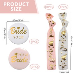 HEOUCH 11 Pieces Team Bride Button, 11 Pieces Team Bride Wrist Band, Hen Party Accessories Women, 1 Bride to Be + 10 Team Bride, for Bachelorette Party, Bridal Wedding, Women Decoration, PVC fabric
