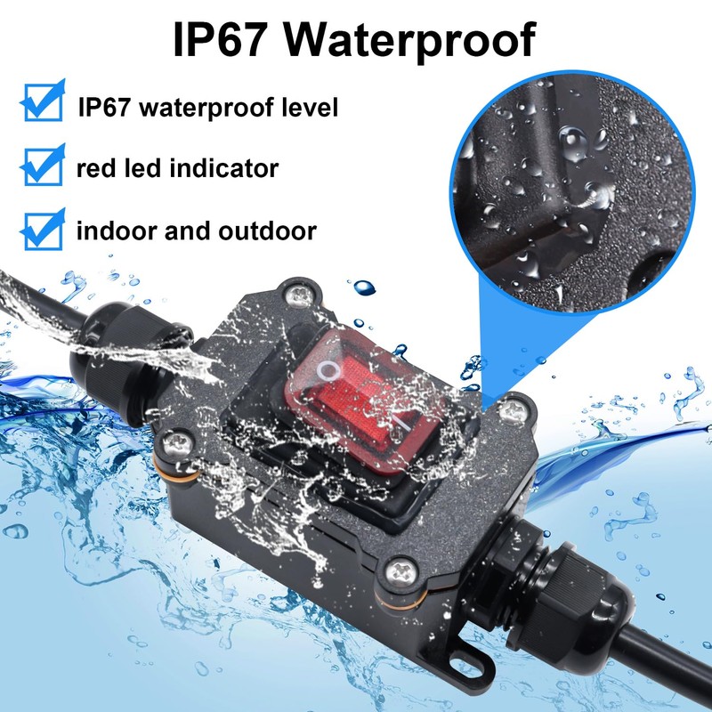 Bemaka IP67 Waterproof Inline Switch 12V DC 20A 4Pin 2