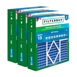 Filterbuy 20x20x5 Air Filter MERV 13 Optimal Smoke & Allergy Defense (3-Pack), Pleated HVAC AC Furnace Filters for Amana, Coleman, Goodman, Maytag, York, and More (Actual Size: 20.25 x 20.75 x 5.25)