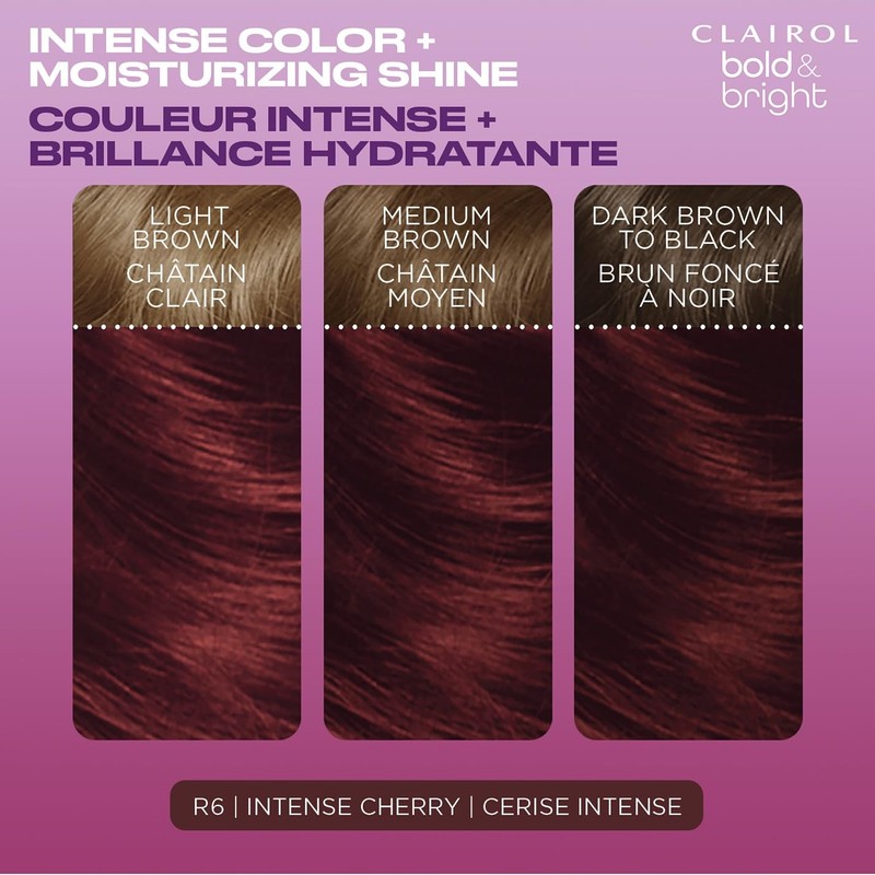 Clairol Bold & Bright Permanent Hair Dye, R6 Intense Cherry