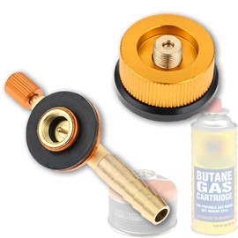 Hicello 2 x Camping Stove Gas Fuel Canister Adapter Set Canister Refill Converter with Nozzle Type and EN417 Lindal Valve, 8mm Outlet, Outdoor Camping Burner, BBQ Accessories