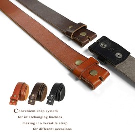 BS040-P3926-BLK One Piece Genuine Full Grain Leather Casual Jean Belt 1-1/2" (38mm) Wide (Black, 38)