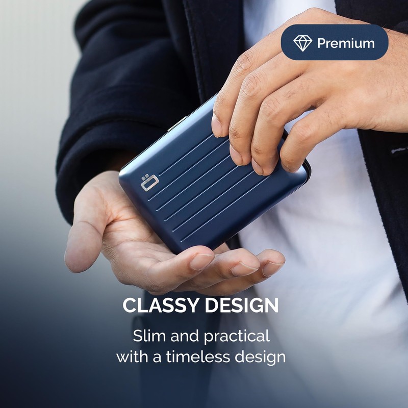 ÖGON -DESIGNS- Aluminum card holder with metal lock, RFID Protection