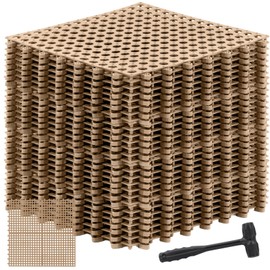 Drydiet 24 Pack Drainage Tiles Modular Interlocking Floor Tiles with 1 Pc Plastic Hammer 12" x 12" Cushion Mat Non Slip Rubber Floor mat with Holes for Pool Bathroom Deck Kitchen Patio (Beige)