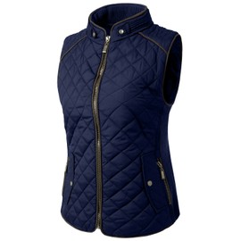 NE PEOPLE Womens Lightweight Quilted Zip Vest, Small, NEWV40NAVY