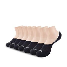 1SOCK2SOCK Women’s No Show Cushioned Invisible Liner Socks Soft Cotton Non Slip Grips 7-Pairs Black