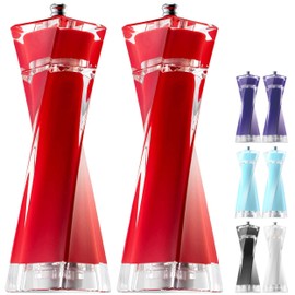 MITBAK Acrylic Red Salt and Pepper Grinders Set | Sea Salt and Pepper Mills Easy to Use and Equipped with Adjustable Coarseness And Ceramic Mechanism | Unique Kitchen Gadgets | Premium Quality