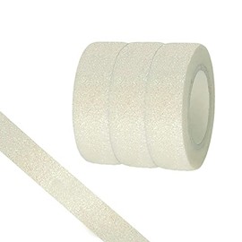 Glitter Washi Tape,3 Rolls 5/8"(15mm) White Decorative Tape, Craft Self Adhesive Stick On Sticky Glitter Trim Gold ，Supplies for DIY, Bullet Journal, Craft, Gift Wrapping, Scrapbooking (Laser White)