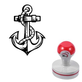 Seasonstorm Ship Anchor Logo Self-Inking Photosensitive Planner Scrapbooking Stamps for Card Making Bullet Journal Art Supplies Round 1.6 inches Black Ink (SA73)