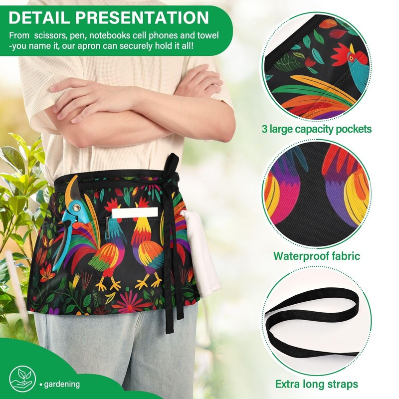 Bolaz Waist Apron Waitress Waiter Server Aprons Short with Pockets