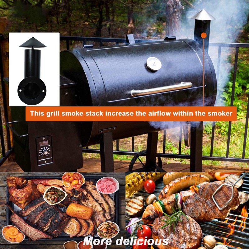 𝟐𝟎𝟐𝟑 𝙐𝗽𝒈𝒓𝒂𝒅𝒆𝒅 Pellet Grill Smoke Stack Chimney Replacement for Pit