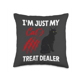 i'm Just My Cat's Treat Dealer Funny Cat Treat Boys Girls Throw Pillow